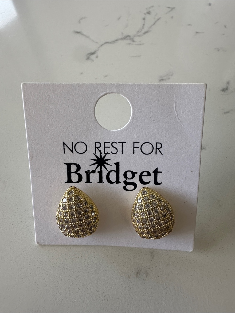 No Rest for Bridget Gold Pave Teardrop Earrings